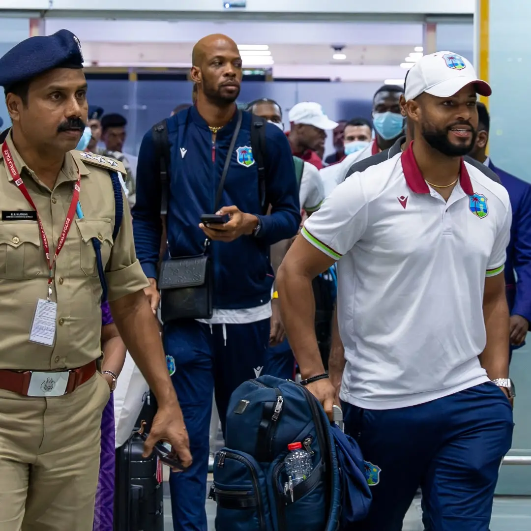 Shai Hope and teammates arrive in India (CWI)